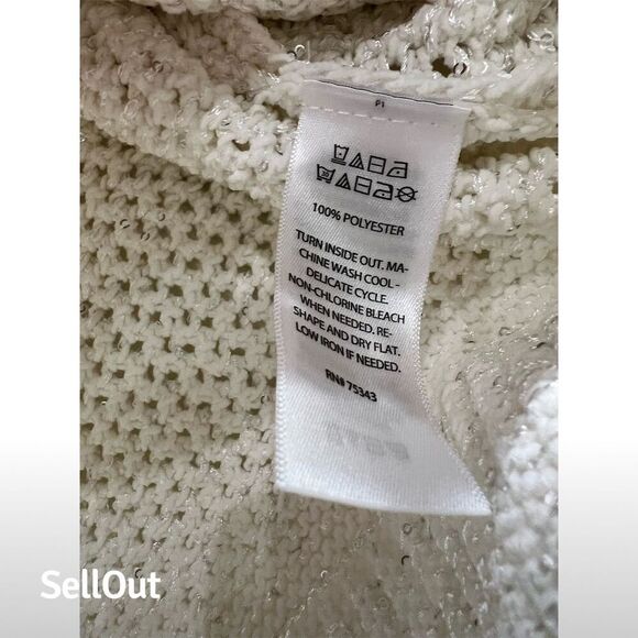 Joie Women's XS Ivory Sparkly Lace-Up V-Neck Pullover Sweater - Picture 4 of 7